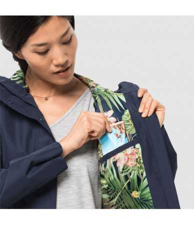 Lietpaltis moterims JACK WOLFSKIN CAPE YORK COAT | t.mėlyna