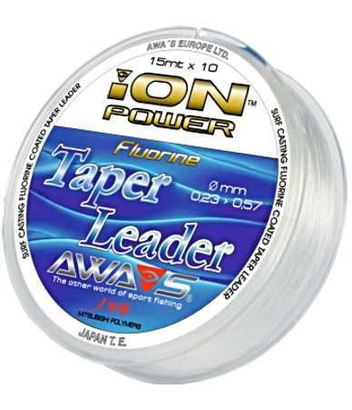 Valas AWA'S ION TAPER LEADER FLUORINE 10x15 m (šoklyderiams)