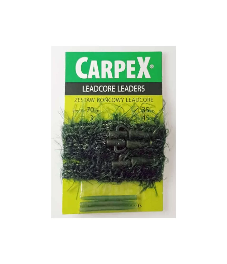 Pavadėlis karpinei žvejybai Carpex, 35 LB, 70 cm, žalias/juodas su žole