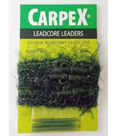 Pavadėlis karpinei žvejybai Carpex, 35 LB, 70 cm, žalias/juodas su žole