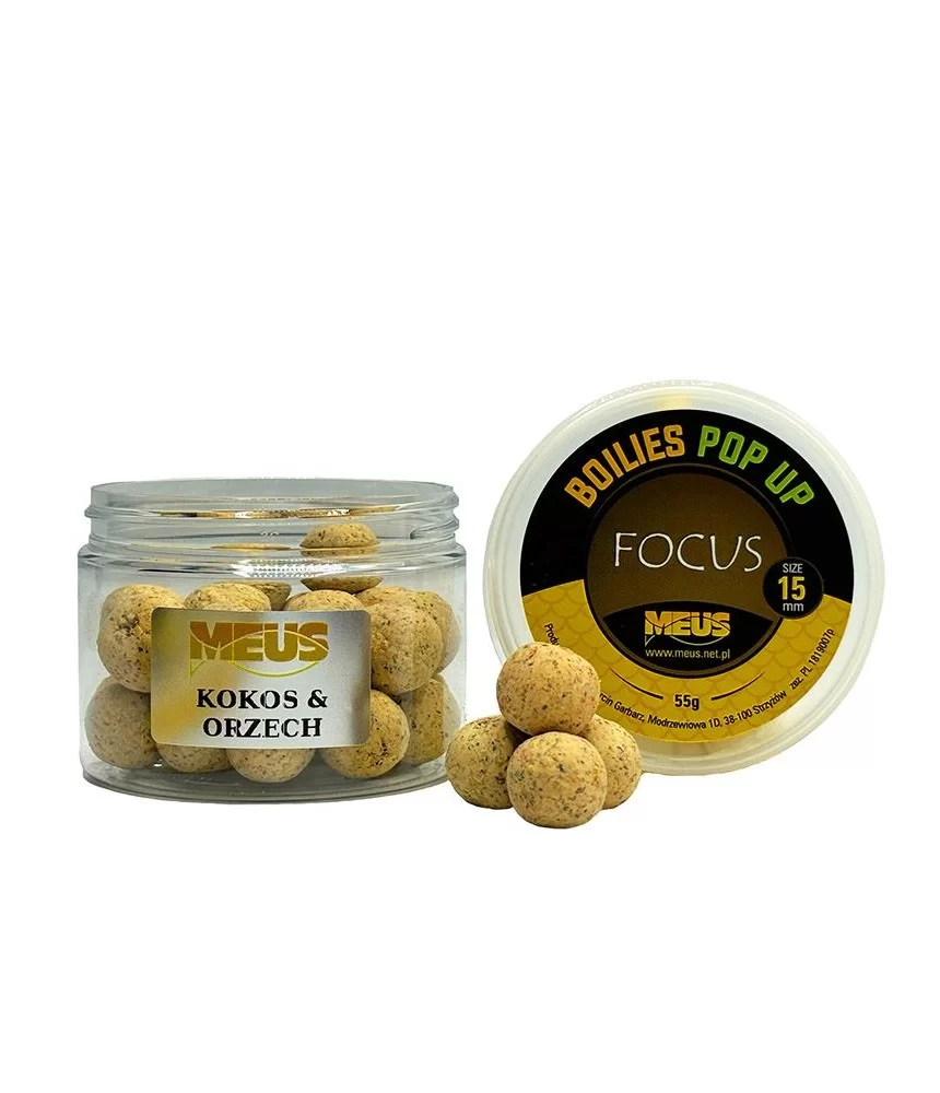 Boiliai Meus Pop Up Focus, 15 mm, 55 g, kokosas ir riešutas