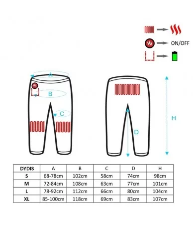 Šildančios kelnės Glovii GP1R su baterija, raudonos