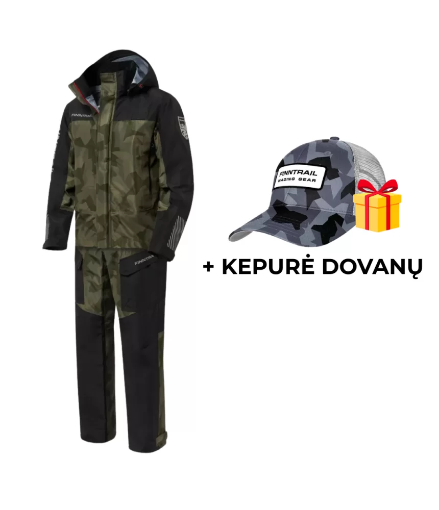 Laisvalaikio kostiumas ekstremalioms oro sąlygoms Finntrail THOR 3420 | Camo Shadow Green