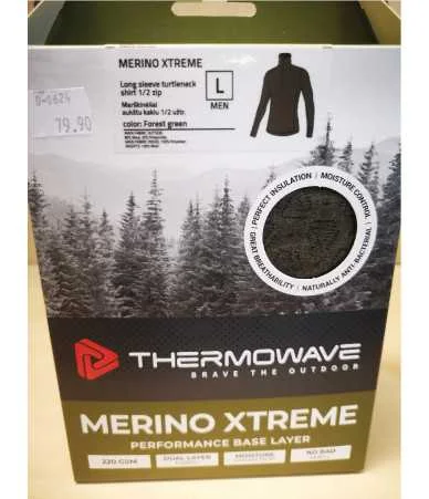 Termo marškinėliai su 1/2 užtrauktuku vyrams Thermowave MERINO XTREME Termo marškinėliai su 1/2 užtrauktuku vyrams Thermowave MERINO XTREME