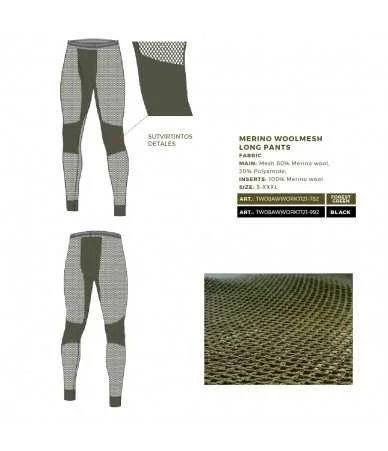 Termo kelnės vyrams Thermowave MERINO WOOLMESH | juodos